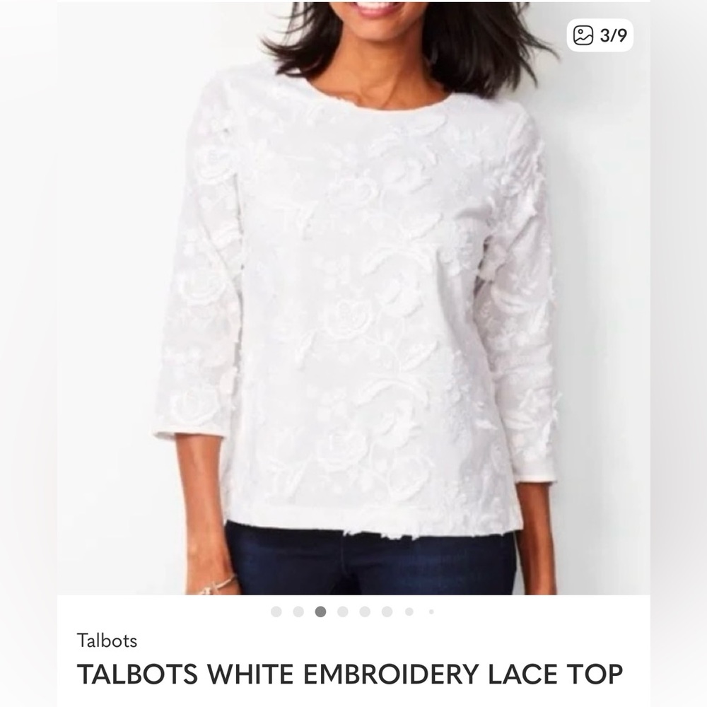Talbots Women's White Floral Lace Blouse Size 16 New No Tags